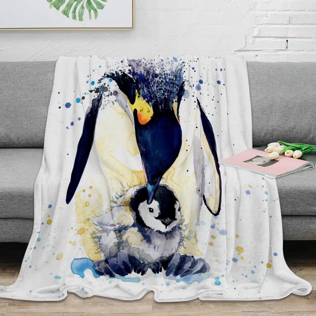 Animal Cute Penguin Flannel Blanket Warm Soft Sofa Blanket Winter Sheet