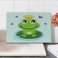 thumbnail image 1 of Animal Cutting Board, Cartoon Cheerful Frog Prince with a Crown and Hearts Character Doodle, Decorative Tempered Glass Cutting and Serving Board, Small Size, Multicolor, by Ambesonne, 1 of 1