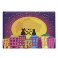 thumbnail image 1 of Animal Cutting Board, Cats on the Roof with Heart Shaped Tales Watching the Moonlight at Night in Town, Decorative Tempered Glass Cutting and Serving Board, Large Size, Purple Orange, by Ambesonne, 1 of 1