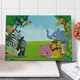 thumbnail image 1 of Animal Cutting Board, Design Room Safari Themed Cartoon Animals Image Art Print, Decorative Tempered Glass Cutting and Serving Board, Large Size, Lilac Pink, by Ambesonne, 1 of 5