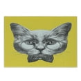 thumbnail image 1 of Animal Cutting Board, Hand Drawn Portrait of Cat with Glasses and Bow Tie Sketch Hipster Print, Decorative Tempered Glass Cutting and Serving Board, Small Size, Yellow Grey White, by Ambesonne, 1 of 5