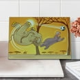 thumbnail image 1 of Animal Cutting Board, and Hippo Playing Football Cartoon Print Animal Design, Decorative Tempered Glass Cutting and Serving Board, Small Size, Orange Umber Purple, by Ambesonne, 1 of 5