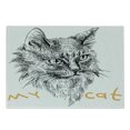 thumbnail image 1 of Animal Cutting Board, Ink Sketch Hand Drawn Illustration of Cat Portrait Pattern Art, Decorative Tempered Glass Cutting and Serving Board, Small Size, Mustard Black and White, by Ambesonne, 1 of 1