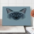 thumbnail image 1 of Animal Cutting Board, Portrait Image of Thai Siamese Cat with Retro Style Lettering Art, Decorative Tempered Glass Cutting and Serving Board, Large Size, White Sky Blue and Grey, by Ambesonne, 1 of 5