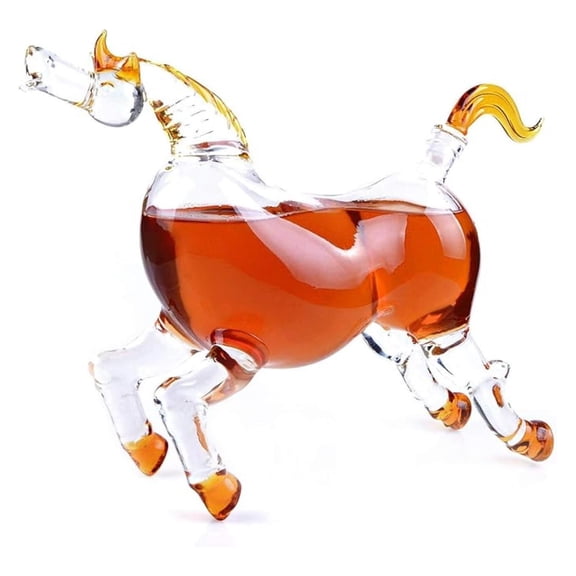 Animal Decanters Large 35 oz - Glass Horse Whiskey Decanter - Mouthblown Liquor Decanter For Alcohol, Bourbon, Whiskey, , Rum, Tequila