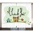 thumbnail image 1 of Ambesonne Animal Curtains 2 Panel Set, Bird Owl, 108" x 90", Green, 1 of 3