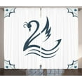 thumbnail image 1 of Ambesonne Teal Curtains 2 Panel Set, Swan with Curves, 108" x 90", White Teal, 1 of 3