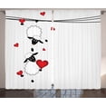 thumbnail image 1 of Ambesonne Cartoon Curtains 2 Panel Set, Heart Shapes in Love, 108" x 84", Red White Black, 1 of 3