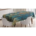 thumbnail image 1 of Animal Decor Tablecloth, Grunge Rustic Timber with Wild Safari Creature Tiger Lion Modern Display, Rectangular Table Cover for Dining Room Kitchen, 60 X 84 Inches, Turquoise Brown, by Ambesonne, 1 of 4