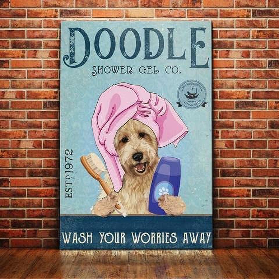 Panneau en métal rétro avec inscription « Dachshund Dog Shower Gel Company » pour salle de bain, maison, café, décoration murale 20,3 x 30,5 cm