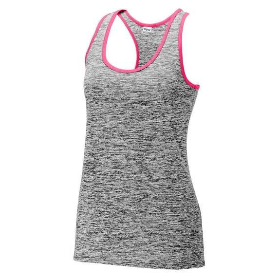 Animal Den Racerback Tank Tops for Women Moisture Wicking Workout Shirt Sizes XS-4XL (Heather Black/Pink, XX-Large)