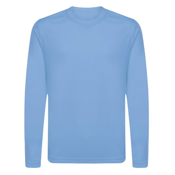 Animal Den Youth Athletic Performance UPF 50+ UV Protection Long Sleeve Shirts for Boy's or Girl's Moisture Wicking Rash Guard (Carolina Blue, Large)