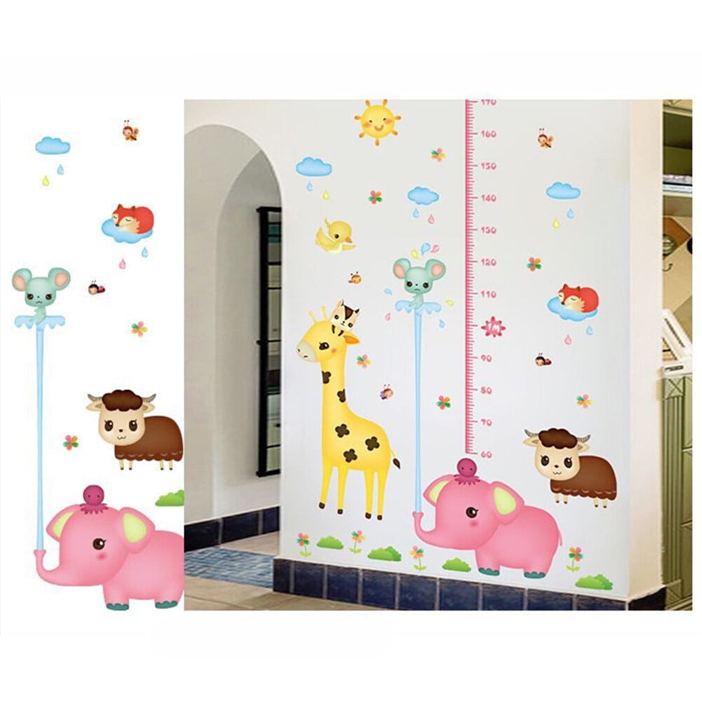 Animal Design Adhesive Height Chart Sticker Creative PVC Growth Chart
