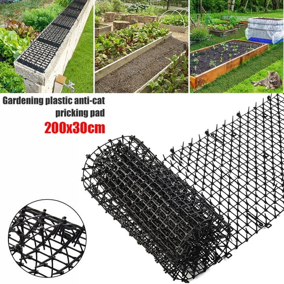 Animal Deterrent Spike Mat 2M Black Plastic Scarer Tool for Dogs Cats Garden Protection Outdoor Pest Control