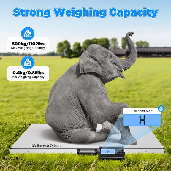 Animal Digital Scale with LCD Monitor Screen, 1100Lbs Load, Pet Platform Scale for Cat Dog