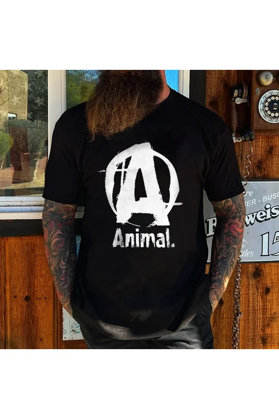 Animal Distressed Logo Gym T-Shirt Hardcore Bodybuilding Workout Tee