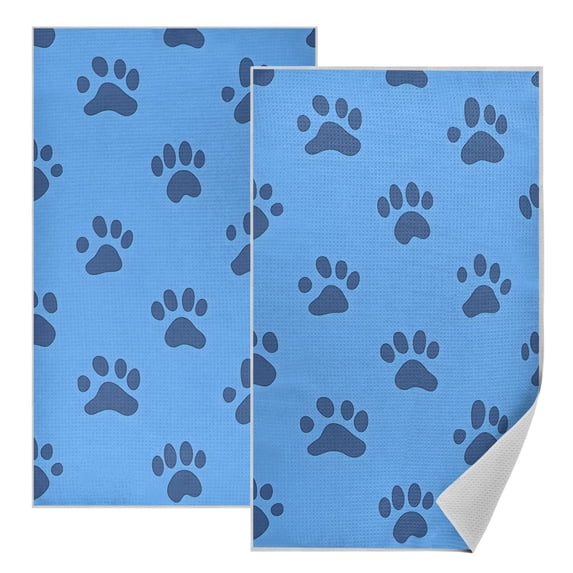Animal Dog Blue Tile Pattern Waffle Kitchen Towels 18x30 in Soft ...