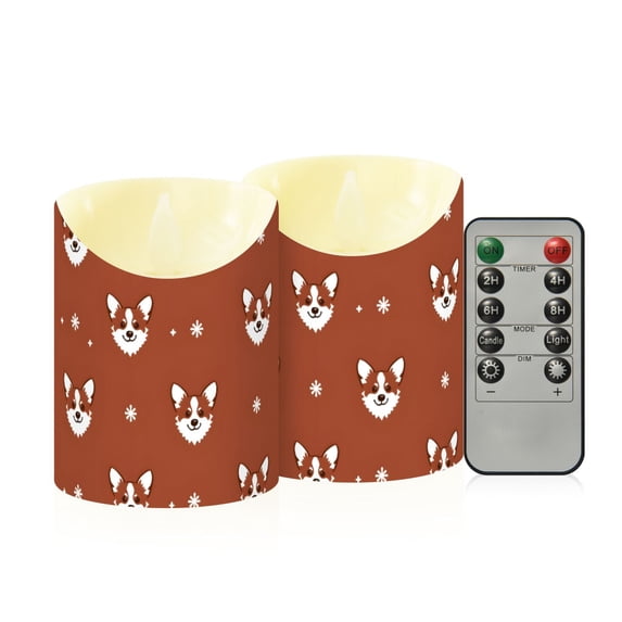 Animal Dog Color Tile Pattern Flameless Candles 2 PCS with Remote ...