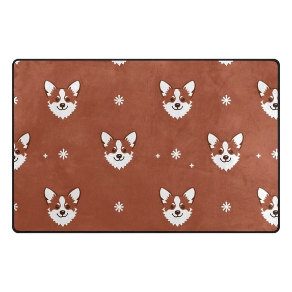 Animal Dog Color Tile Pattern Memory Foam Area Rug 31"x20" Non Slip, Absorbent, Fade Proof for Living Room, Bedroom, Office