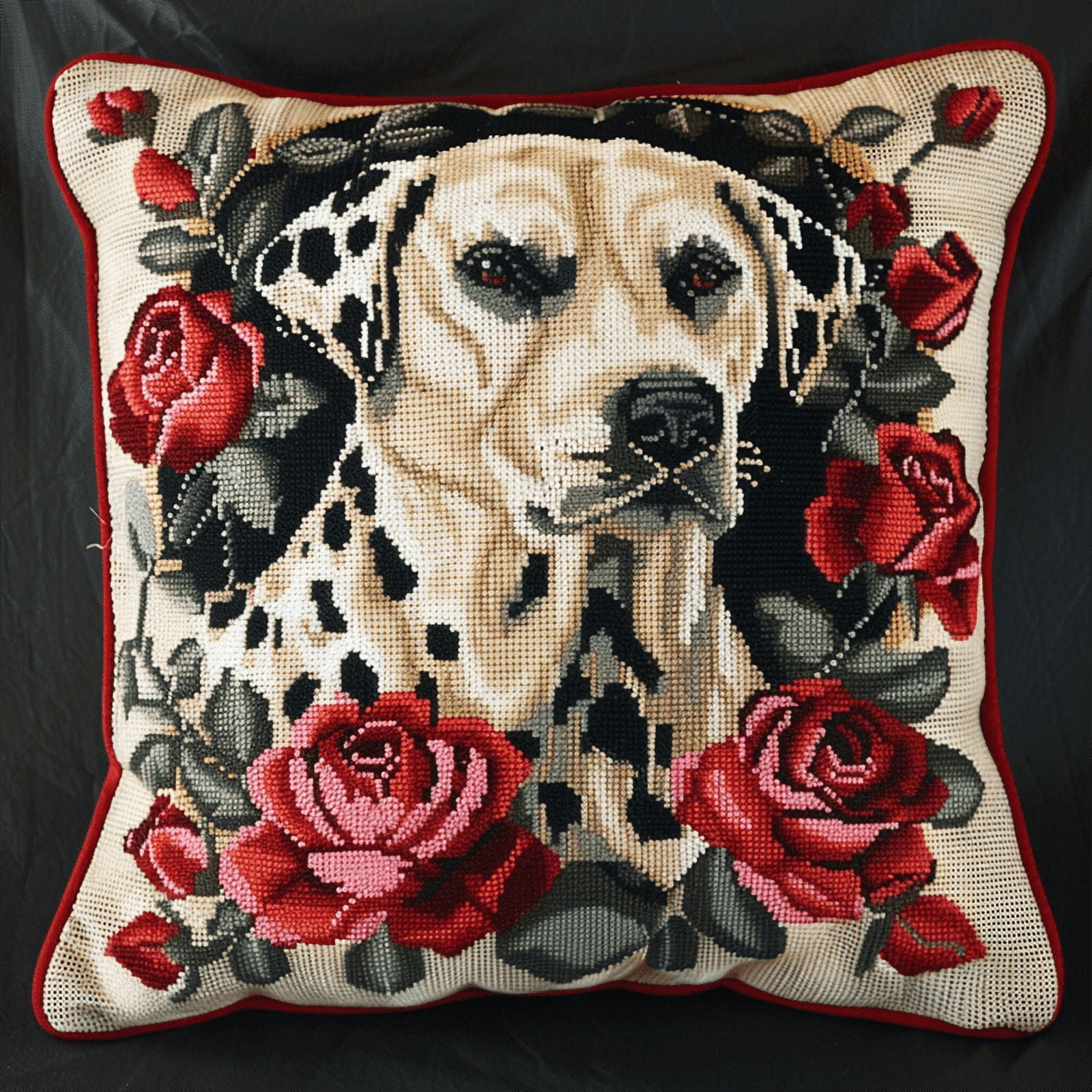 Animal Dog Cross Stitch Pillow Cases Kit , 17.72" x 17.72" , Cross Stitch Kits Stamped (11 Count)
