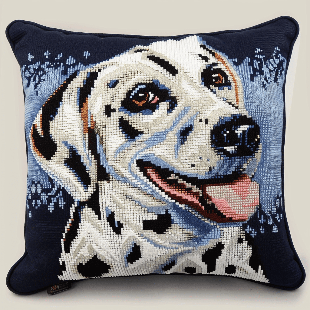 Animal Dog Cross Stitch Pillow Kit DIY , 45X45cm , DIY Handmade Embroidered for Home Decor (11ct)