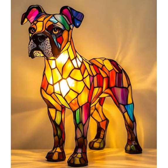 Animal Dog Lamp,Retro Stained Resin Tabletop Night Light,Dog Series Art Night Light,Stained Resin Tabletop Night Light,Cute Pet Dogs Themed Led Table Lamps,Fun Gift for Dog Lovers,Christmas,Birthday