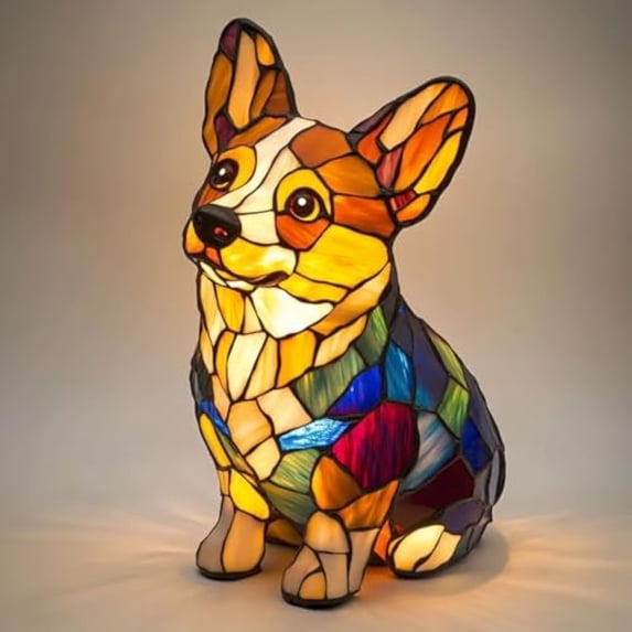 Animal Dog Lamp,Retro Stained Resin Tabletop Night Light,Dog Series Art Night Light,Stained Resin Tabletop Night Light,Cute Pet Dogs Themed Led Table Lamps,Fun Gift for Dog Lovers,Christmas,Birthday