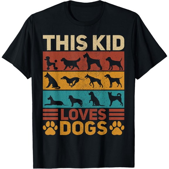 Animal Dog Lover Outfit Funny Dog Owner This Kid Loves Dogs T-ShirtMen and women, Black T-shirt, size: Extra large