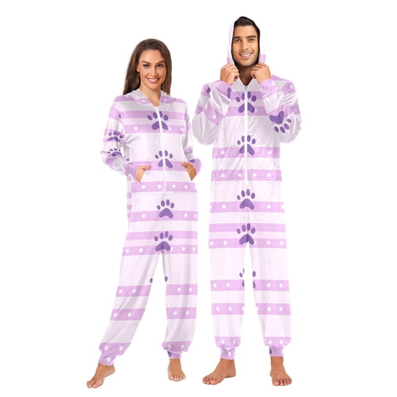 Animal Dog Pink Tile Pattern Adult Onesie Pajamas for Men and Women ...