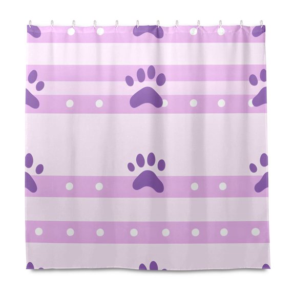 Animal Dog Pink Tile Pattern Shower Curtain Liners Waterproof 72 Inch with C Shaped Curtain Hooks