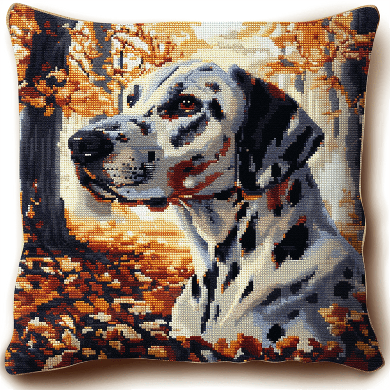 Animal Dog Stamped Cross Stitch Pillow Case Kits , 17.72" x 17.72" , Handmade Embroidery Kit Needlepoint Home Decor for Sofa (11ct)