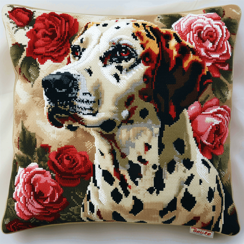 Animal Dog Stamped Cross Stitch Pillow Case Kits , 17.72" x 17.72" , Handmade Embroidery Kit Needlepoint Home Decor for Sofa (11ct)