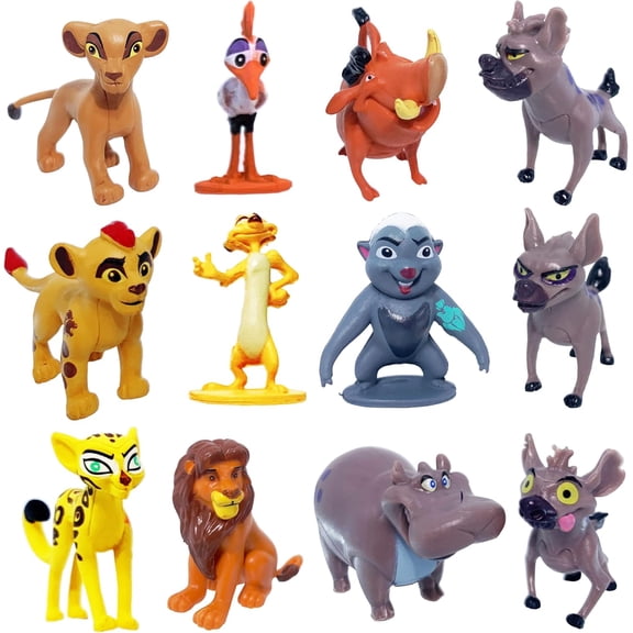Animal Doll Commemorative Set, Warthog&Spotted Hyena Toys, Home Party Cake Animal Decoration PVC Model (2.0 inch/12 Piece)