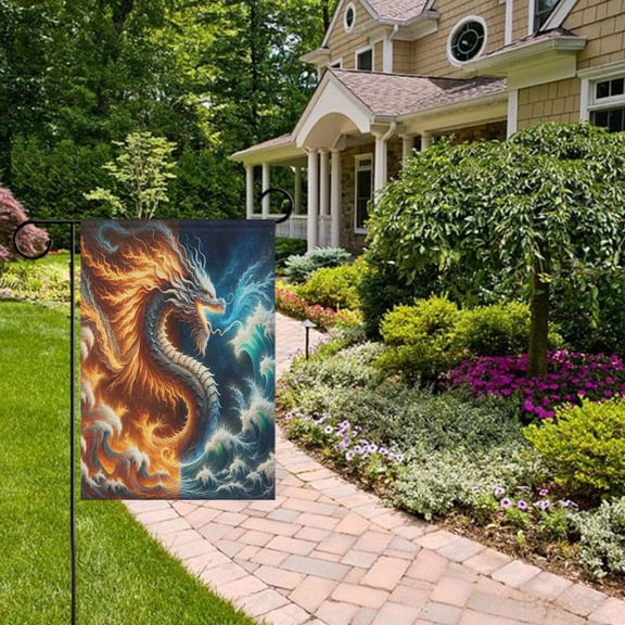 Animal Dragon Beast Monster Garden Flag Double Sided 12 x 18 Inch Outside Yard Decoration Outdoor Flag