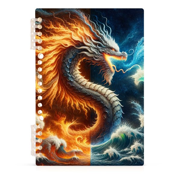 Animal Dragon Beast Monster Ring Binder Notebook Journey Note Diary College Ruled Spiral Notebook Study Loose Leaf Paper A5 60 Pages
