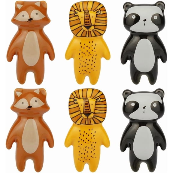 Animal Drawer Knobs for Kids, 6PCS Ceramic Cabinet Door Knobs, Cartoon Cupboard Pull Handles Dresser Knobs for Children's Room Bedroom Furniture Closet Drawer