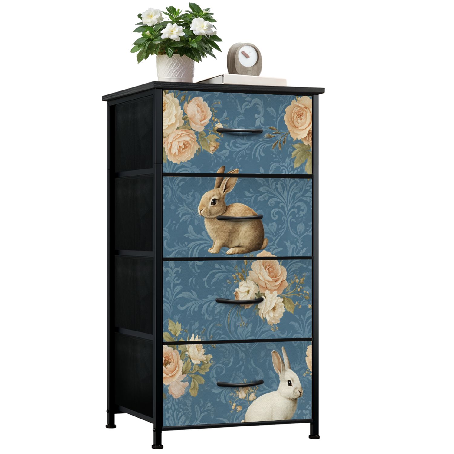 Animal Dresser for Bedroom with 4 Storage Drawers Vintage Floral ...