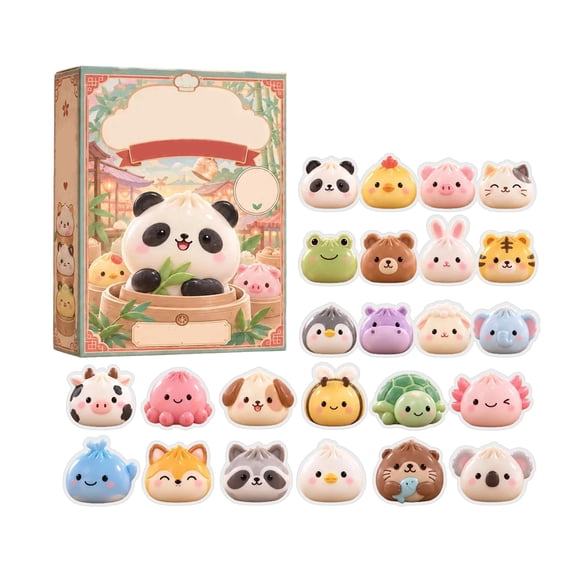 Animal Dumpling Advent Calendar 2026, 24Pcs 2D Acrylic Cute Animal Shaped Dumpling Charms, 24 Days Countdown Calendar, Gift for Food & Animal Lovers, Unique 24-Day Countdown Experience