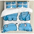 thumbnail image 1 of Animal Duvet Cover Set, Boys Girls Room Clumsy Image Print, Decorative 3 Piece Bedding Set with 2 Pillow Shams, King Size, Pale Blue White, by Ambesonne, 1 of 3