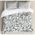 thumbnail image 1 of Animal Duvet Cover Set, Butterfly Pattern Freedom Sign Feminine Illustration, Decorative 3 Piece Bedding Set with 2 Pillow Shams, Queen Size, White and Black, by Ambesonne, 1 of 3
