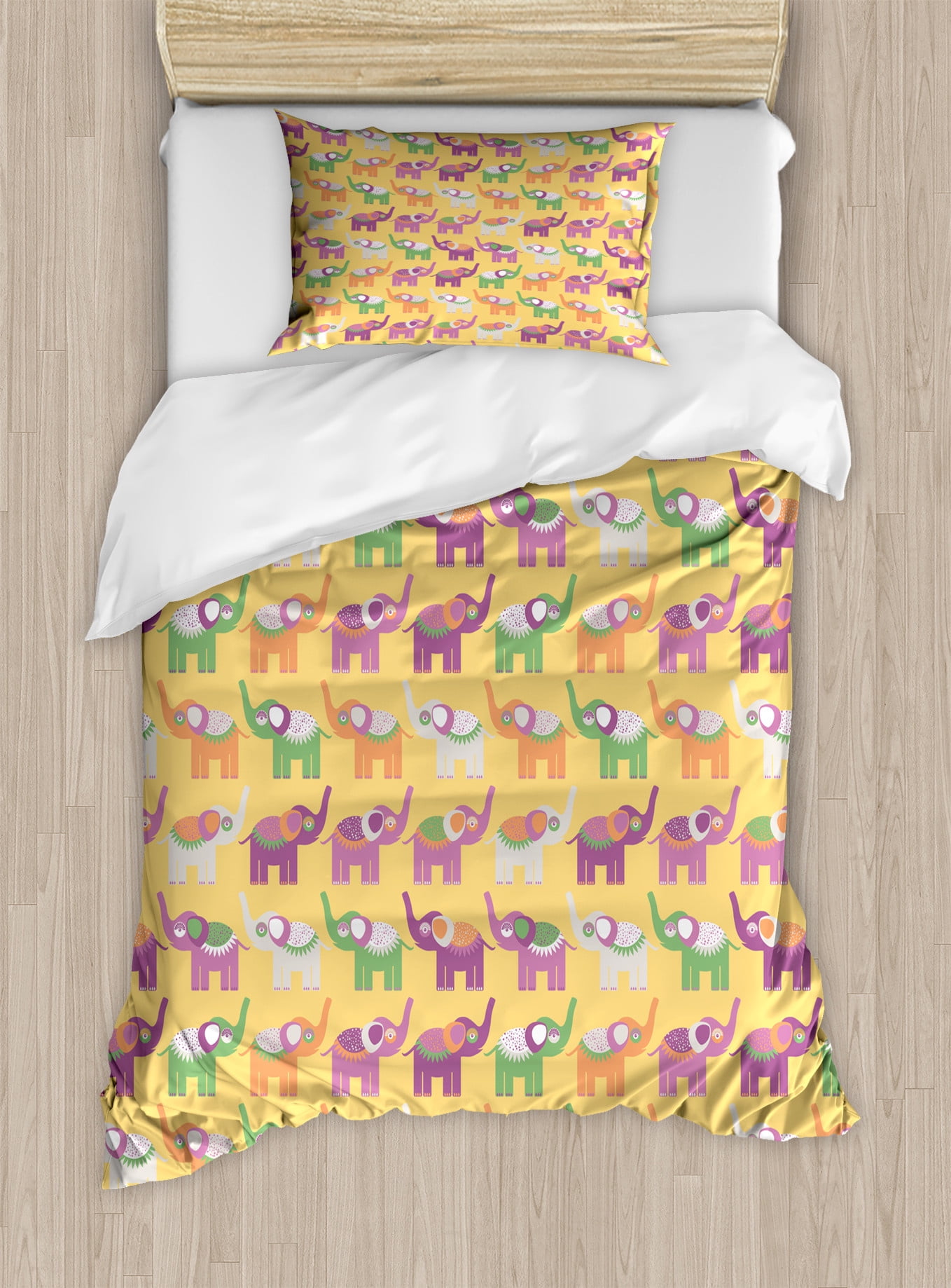 Cartoon Snail Pattern Print Duvet Cover Bedding Set
