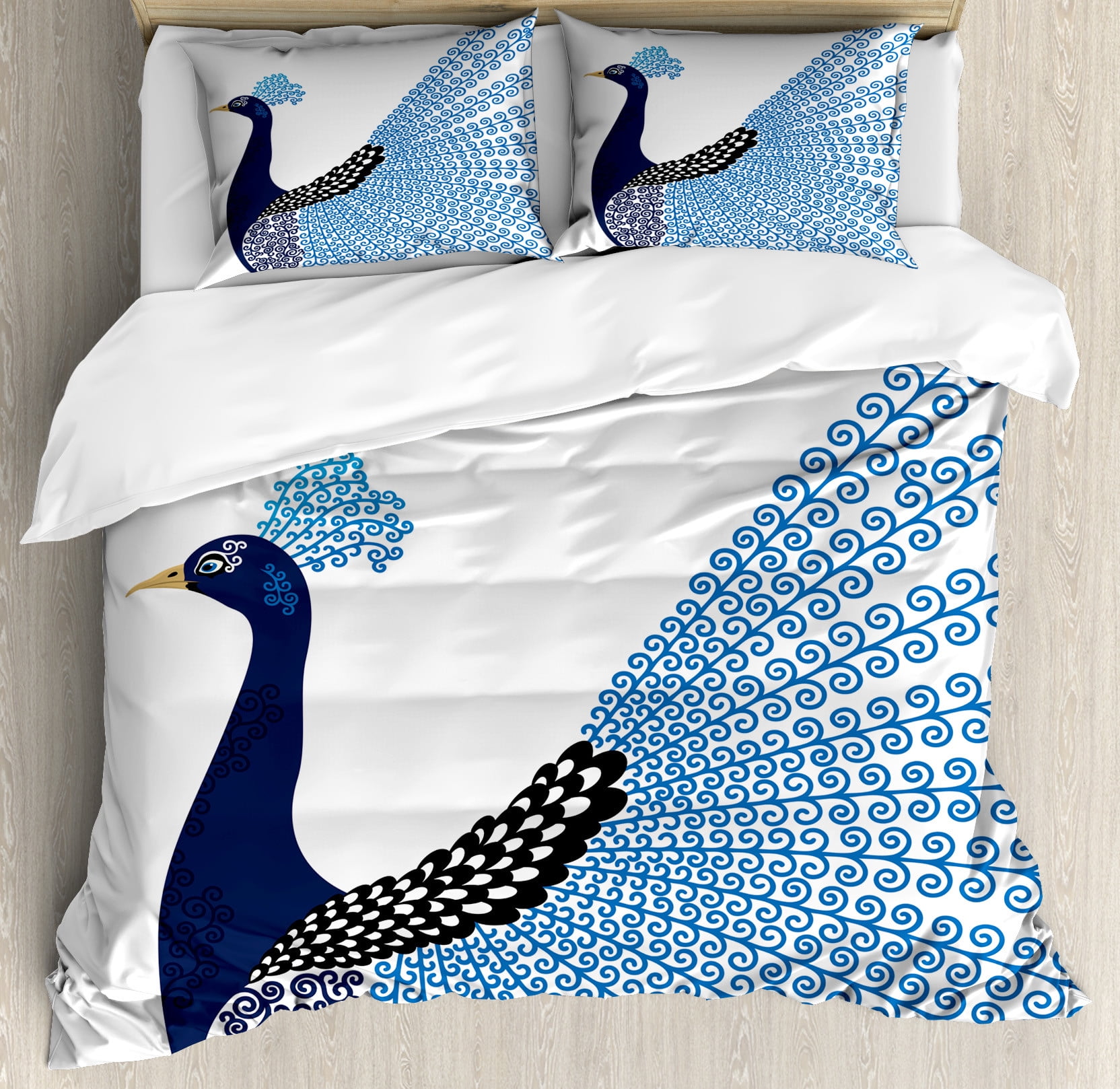 Animal Duvet Cover Set, Exotic Wild Magnificent Bird with Feather