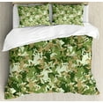thumbnail image 1 of Animal Duvet Cover Set King Size, Skull Camouflage Design with Various Frog Pattern Different Tones Art Print, Decorative 3 Piece Bedding Set with 2 Pillow Shams, Sage Pine Green, by Ambesonne, 1 of 3