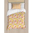 thumbnail image 1 of Animal Duvet Cover Set, with Kitties Birds Chickens Flowers Berries Spring Cartoon, Decorative 2 Piece Bedding Set with 1 Pillow Shams, Twin Size, Multicolor, by Ambesonne, 1 of 3