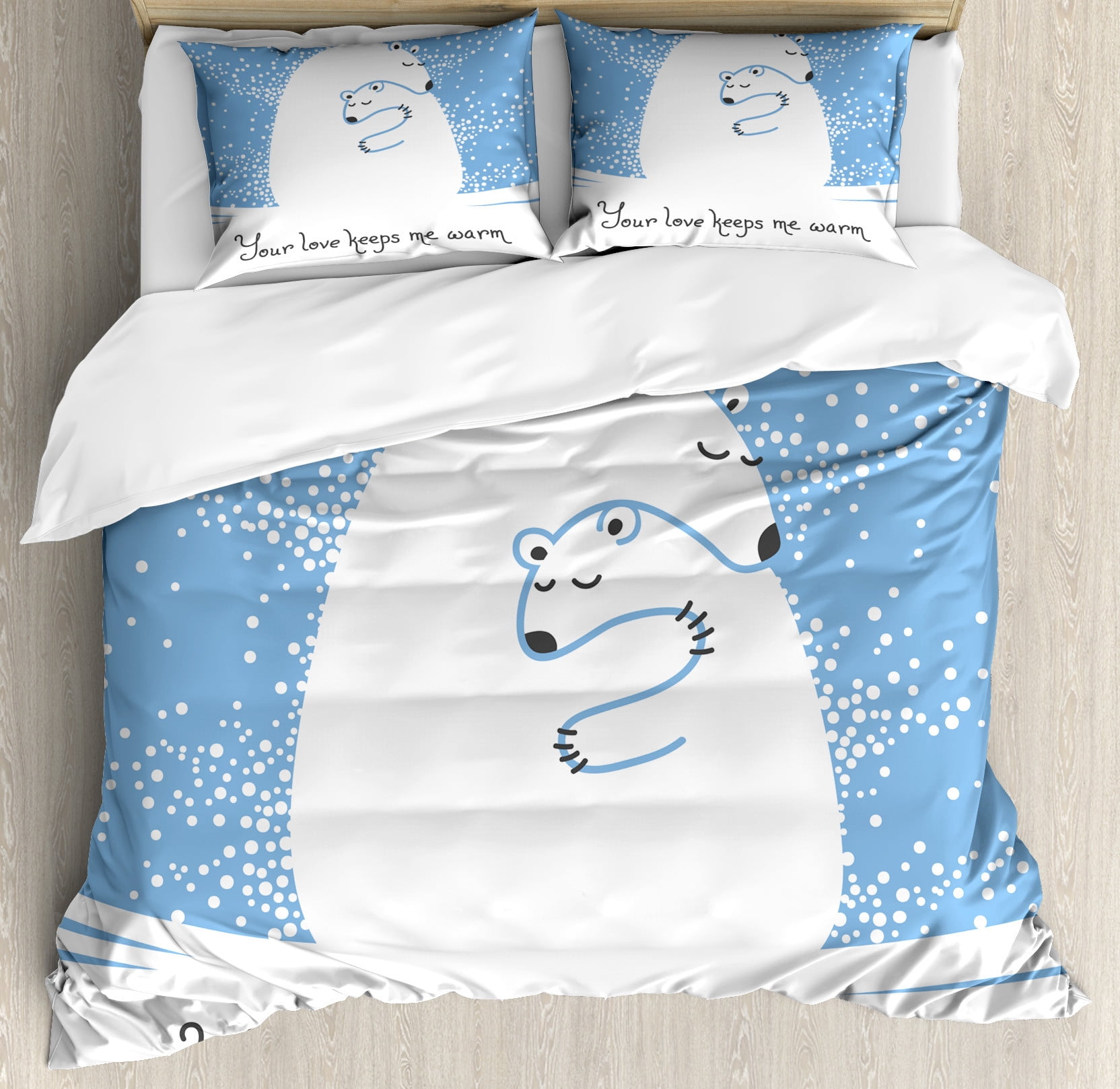Polar Bear Print Pattern Duvet Cover Bedding Set