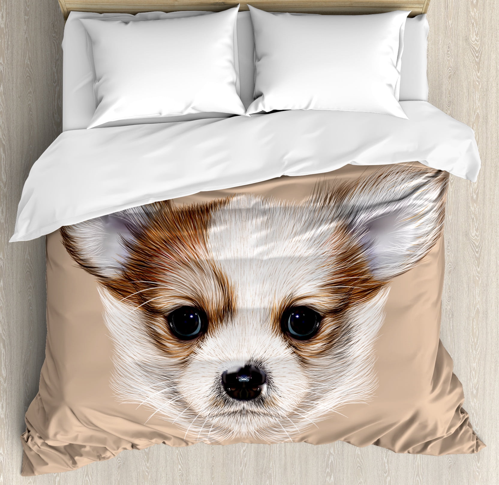Pale Caramel Puppy Portrait King Duvet Cover Set