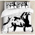 thumbnail image 1 of Animal Duvet Cover Set Queen Size, Animal Theme A Running Horse Silhouette Illustration in Monochromatic Style, Decorative 3 Piece Bedding Set with 2 Pillow Shams, Black and White, by Ambesonne, 1 of 3