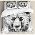 thumbnail image 1 of Animal Duvet Cover Set Queen Size, Hand Sketch Grizzly Bear Wildlife Mammal Ink Drawing Figure Nature Theme Artwork, Decorative 3 Piece Bedding Set with 2 Pillow Shams, Black White, by Ambesonne, 1 of 3