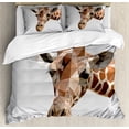 thumbnail image 1 of Animal Duvet Cover Set, Savannah Wildlife Creature Digital Giraffe Modern Triangles Image Art Print, Decorative 3 Piece Bedding Set with 2 Pillow Shams, Queen Size, Brown and Grey, by Ambesonne, 1 of 3