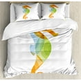 thumbnail image 1 of Animal Duvet Cover Set, Silhouette of Sea Creature with Coral Reef Patterns Inside Aquarium Print, Decorative 3 Piece Bedding Set with 2 Pillow Shams, King Size, Orange Green, by Ambesonne, 1 of 3